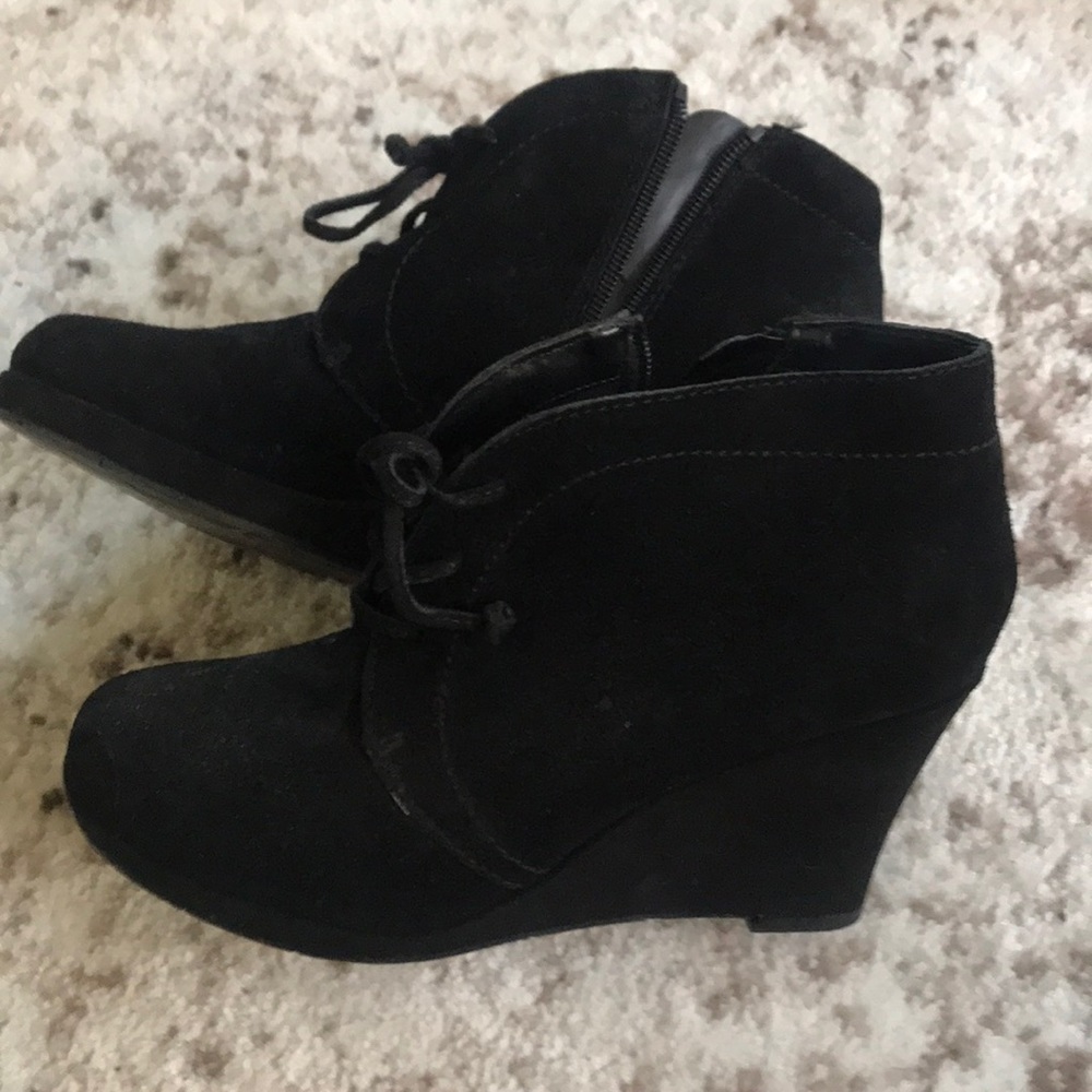 Black Suede Heeled Boots